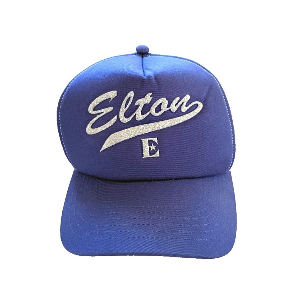 Elton John Trucker Hat/Cap Royal Blue with Sparkling Logo Adjustable Snapback